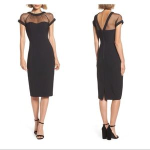 Maggy London Illusion Yoke Crepe Cocktail Dress Size US 2